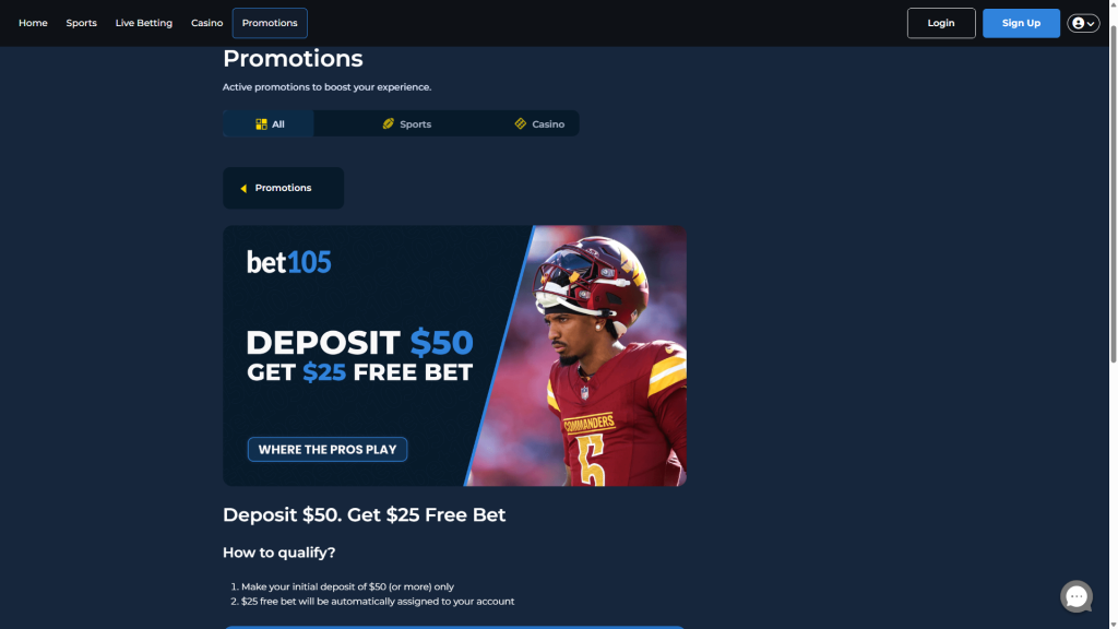 Bet105 Sign Up Bonus 2025